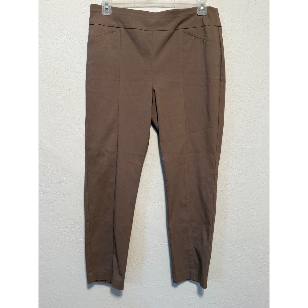 Chicos Fabulously Slimming Trousers Brown Pull On Stretch Pants Size 2 Short